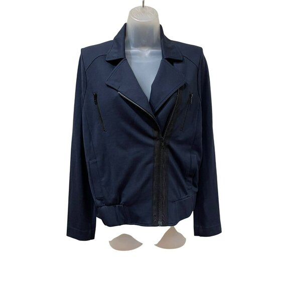 New CABI Chance MOTO Jacket in Navy with Front Pockets - Picture 8 of 10